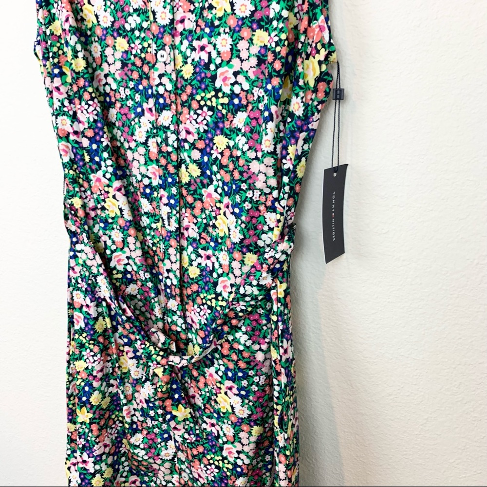 Tommy Hilfiger Floral Tie Cotton Shirt Dress Spring Sleeveless - Picture 5 of 7